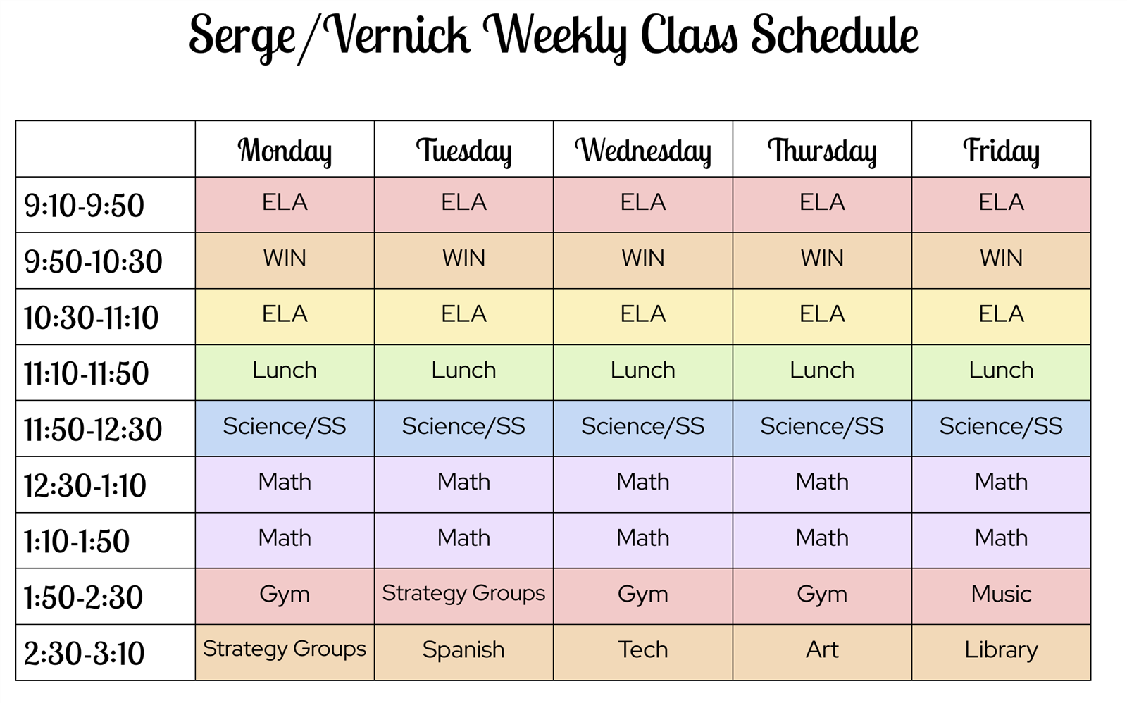 Image of the Daily Schedule